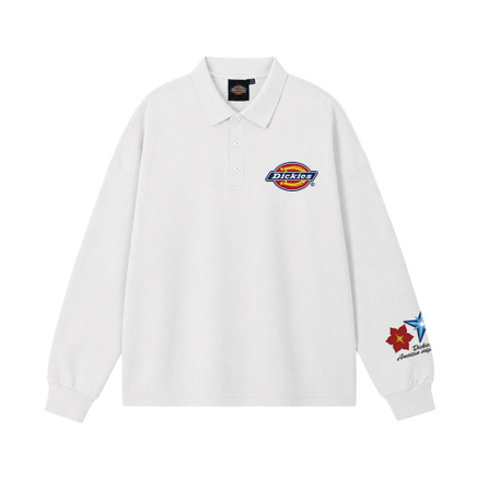 Dickies American Trend High Street Fashion Creative Horseshoe Floral LOGO Simple Daily Commute Academy Style Casual Versatile Comfortable Breathable Polo Collar Long Sleeve Shirt Polo Shirt Men's