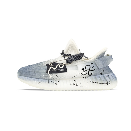 Custom Sneakers adidas originals Yeezy Boost 350 V2 Graffiti Low-Top Casual Shoes White Blue