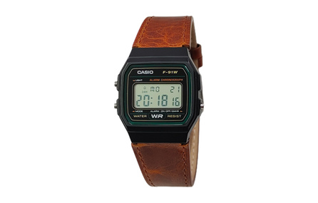 Custom Watch CASIO Modified Series Daily Water Resistant F-91W-3 Modified 'Rust Threshold' Quartz Movement Genuine Leather Strap Japanese Korean Watch Men's Black Dial