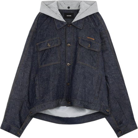 WE11DONE SS26 Button Closure Detachable Hood Long Sleeve Denim Jacket Unisex