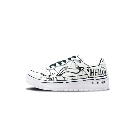 [Custom Sneakers] LI-NING Fuzhou Simple Versatile Anime Comic Style Slip-Resistant Wear-Resistant Low-Top Sneakers Unisex White Black