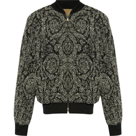VERSACE SS24 Baroque Print Zip Pocket Reversible Long Sleeve Jacket Men's Black