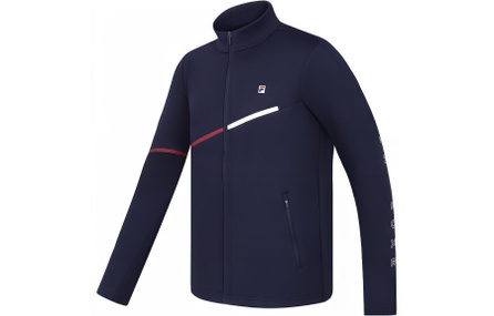FILA Logo Print Tennis Stand Collar Knit Sports Jacket Men's Royal Blue