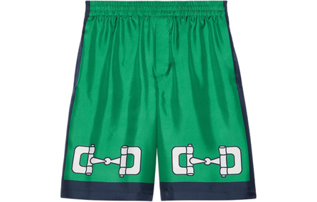 GUCCI Elastic Waistband Lettering Shorts Men's Green