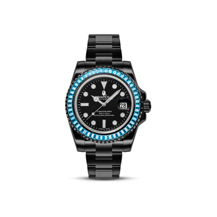 A BATHING APE Type 1 A BATHING APEx Crystal Stone Watch Pink