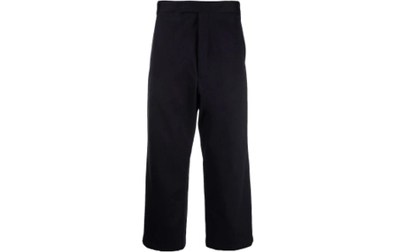 THOM BROWNE FW22 Solid Color Straight Leg Ankle-Length Casual Pants Men's Black
