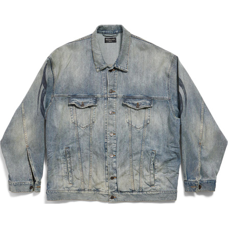 Balenciaga FW24 Y2K Print Denim Jacket Men's Light Blue