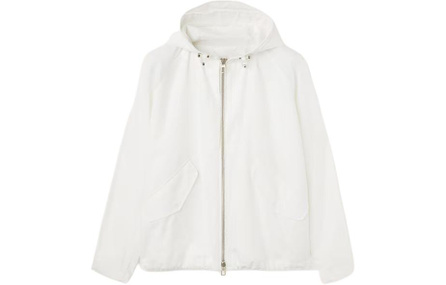 Loro Piana Solid Color Zip-Up Hooded Jacket Men's White