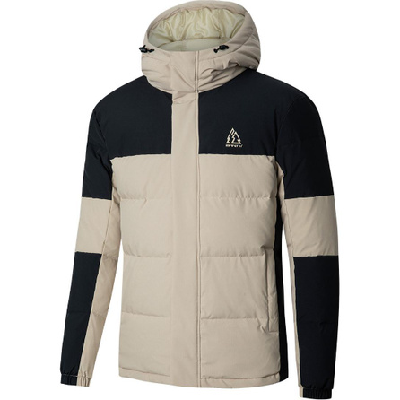 361° Outdoor Series Comfortable Casual Thick Simple Hooded Color-Block Loose Padded Jacket Men's Pebble/Super Black