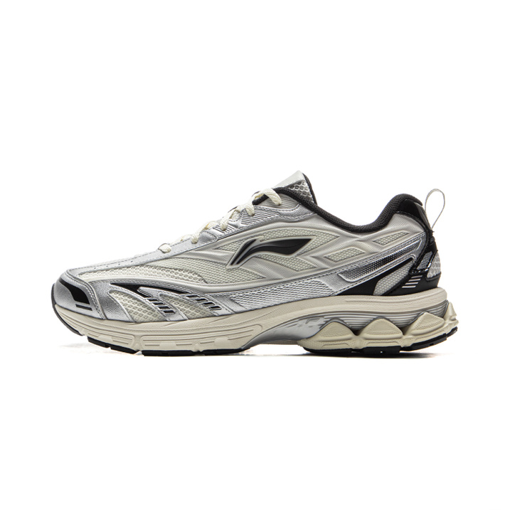 LiNing Cushioning Anti-Slip And Wear-Resistant Low-Top Casual Running Shoes Men's Silver Gray