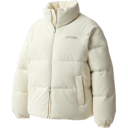 NERDY FW24 Arch Logo Zipper Stand Collar Long Sleeve Down Jacket Unisex Ivory