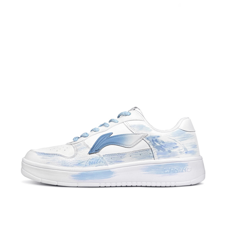 LiNing Floating Boat Cloud Creek Light Blue Custom Refreshing Fashion Cool Graffiti Style Trendy Simple Energetic Creative Versatile Slip-Resistant Wear-Resistant Low-Top Skate Shoes Men's