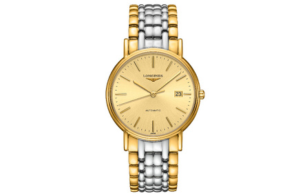 LONGINES Fashion Series Automatic Mechanical Movement 30M Water Resistant Men's Swiss Watch 38.5mm Gold Dial Stainless Steel PVD Coated Bracelet