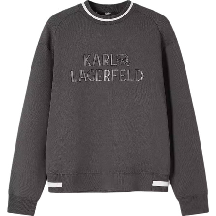 KARL LAGERFELD Golf Series SS25 Golf Commute Fashion Trendy Sport Logo Print Straight-Leg Long Sleeve Round Neck Pullover Sweatshirt Men's Grey