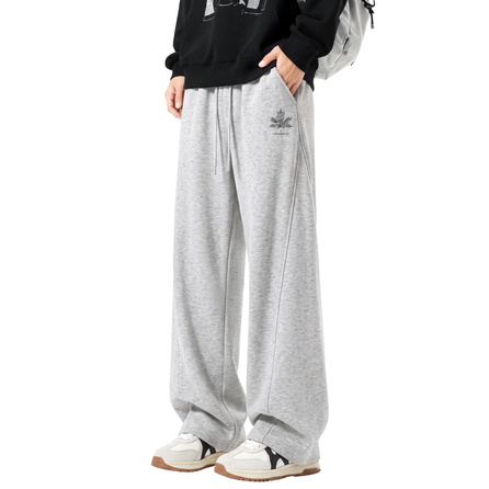 MINISO American Retro High Street Maple Leaf Print High Aesthetic Versatile Fashion Oversize 325G High Grammage Slimming Wear-Resistant Drape Deconstructed Skin-Friendly Curved Blade Pants Basic Home Outing Travel Couple Casual Pants Men's