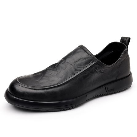 Mulinsen Top Grain Leather Slip-On Comfort Business Commute Casual Shoes Men's Black