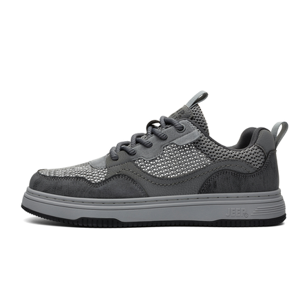 JEEP SPIRIT Thin Mesh Breathable American Retro Non-Stuffy Sport Casual Versatile Classic Niche Quick-Dry Wear-Resistant Lightweight Low-Top Skate Shoes Men's Climbing Gray