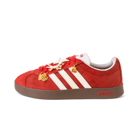 [Custom Sneakers] adidas neo VL Court Lifestyle 'Joyful Circle' Small Flower Xiuhe Wedding Shoes Chinese Wedding Double Happiness Pendant Anti-Slip Wear-Resistant Low-Top Sneakers Unisex Red