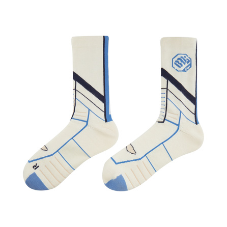 LiNing BADFIVE Sport Casual Simple Comfortable Breathable Basketball Socks Unisex 1 Pair Off-White Sky Blue