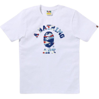 A BATHING APE SS26 Camo Ape Head Print Short Sleeve T-Shirt Women's Белый синий
