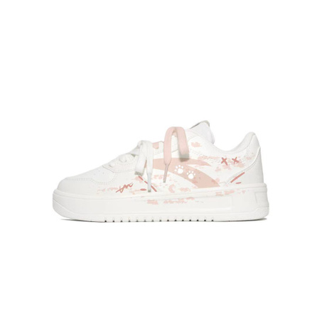 [Custom Sneakers] Anta Layer Rub Cat Claw Niche Campus Style Couple Cute Versatile White Shoes Comfortable Synthetic Leather Artistic Hand-Painted Graffiti Street Shock-Absorbing Wear-Resistant Anti-Slip Low-Top Skate Shoes Unisex White