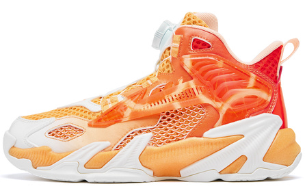 QIAODAN Assassin Summer Cushioning Wear-Resistant Rebound Low-Top Children's Basketball Shoes Orange Red Teenagers