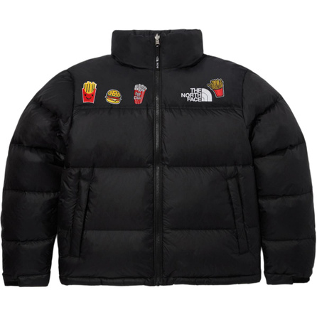 Custom Apparel THE NORTH FACE 1996 Series "Fries Burger" Embroidery Solid Color Comfortable Soft Warm Stand Collar Long Sleeve Down Jacket Unisex Black