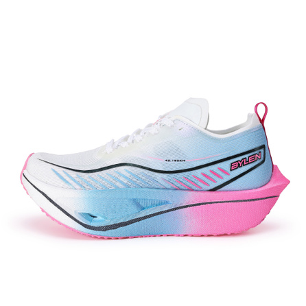BYLEN Carbon Speed 3.0 Pro Popcorn Tech Marathon Racing Fitness Test Track & Field Sprint Training Cushioned Slip-Resistant Wear-Resistant Low-Top Real Carbon Plate Running Shoes Unisex Blue Pink