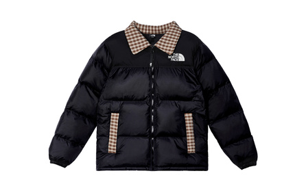 Custom THE NORTH FACE Nuptse 811 Winter Mocha Plaid Long-Sleeve Padded Jacket Men's