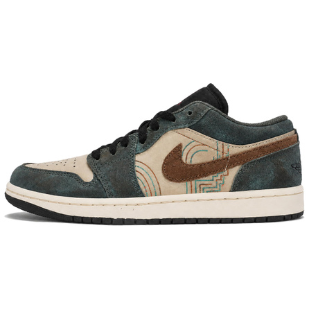 [Custom Sneakers] Jordan Air Jordan 1 811 Made Secret Realm Totem Distressed Niche Nostalgic Vintage Relaxed Color Block Sports Low-Top Vintage Basketball Shoes Unisex