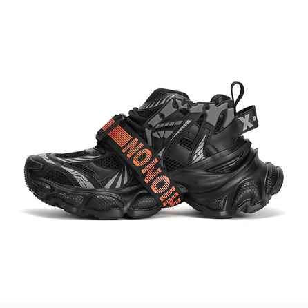 X·LUN Niche Design Trendy Fashion Shock-Absorbent Wear-Resistant Height-Increasing Low-Top Dad Shoes Black