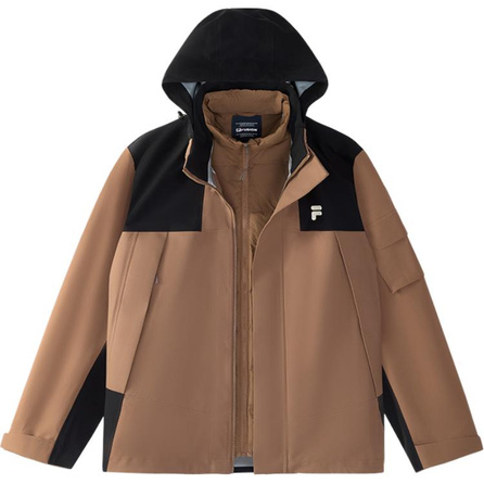 FILA FUSION FOB Warm Water-Repellent Windproof Windbreaker Jacket Unisex 2-Piece Set Mulberry Tree Brown