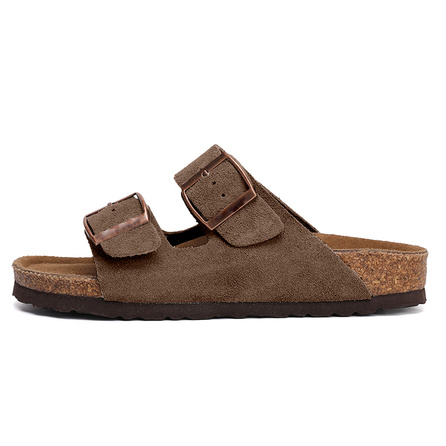 JEANSWEST Birkenstock Couple Slip-On Cow Suede Leather Cork Fashion Simple Japanese Casual One-Strap Sandals Unisex