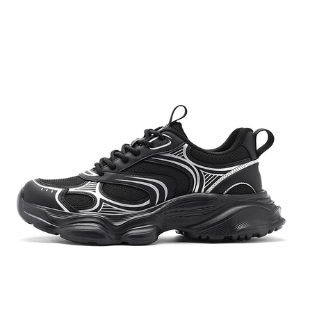 Guirenniao Fabric Synthetic Leather Retro Fashion Breathable Lightweight Height-Increasing Low-Top Dad Shoes Men's