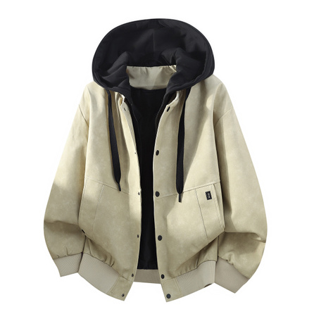 Jeep Light Luxury Wrangler Series High Street Utility Style Faux Two-Piece Hooded Cargo Casual Windproof Warm Wrinkle-Resistant Commute Leather Jacket Unisex
