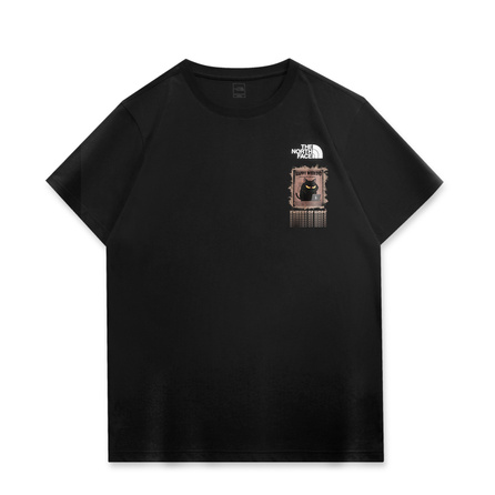 [Custom Apparel] THE NORTH FACE Hemp-Like Brick Cat Print Round Neck Short Sleeve T-Shirt Unisex Black