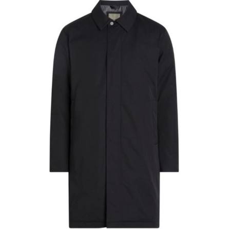 CALVIN KLEIN Solid Color Lapel Warm Long Sleeve Zip Mid-Length Coat Men's Black