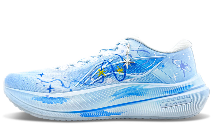 Custom SneakersLiNing Yueying 5 Star Orbit Wander Casual Versatile Fitness Test Exam Racing Long-Distance Shock-Absorbing Anti-Slip Wear-Resistant Breathable Low-Top Training Sprint Running Shoes Unisex Blue
