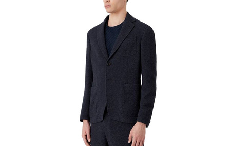 EMPORIO ARMANI SS23 Solid Color Multi-Pocket Single-Breasted Blazer Jacket Men's Blue