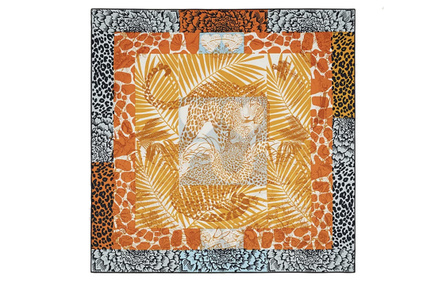 HERMES Silk Scarves Women's Orange/Black