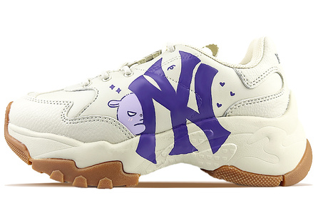 MLB Big Ball Chunky Anti-Slip And Wear-Resistant Balance Height Increasing Low-Top Chunky Sneakers Unisex Yellow Purple