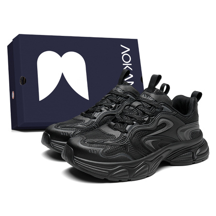 AOKANG 'Xuanwu' Fashion Trendy Casual Daily Commuter Thick Sole Height Increase 3cm Shock Absorption Wear-Resistant Lightweight Slip-Resistant Low-Top Dad Shoes Men's Gift Bag Version