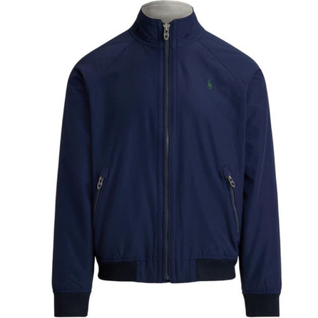 Polo Ralph Lauren Cotton Blend High Neck Raglan Sleeve Filled Long Sleeve Fleece Lined Full Zipper Jacket Men's Newport Navy / Oatmeal