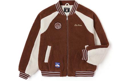 Lee X I'm Not Fat Tiger Series FW23 Comfort Faux Shearling Baseball Jacket Padded Coat Unisex Brown