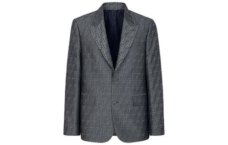 FENDI Logo Jacquard Single-Breasted Jacket
