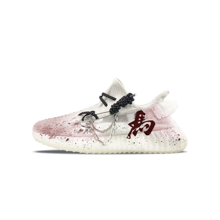 [Custom Sneakers] adidas originals Yeezy Boost 350 V2 Eight Stone Craftsmanship Dragon Horse Spirit Year of the Horse Limited Edition Low-Top Casual Shoes Unisex Black White