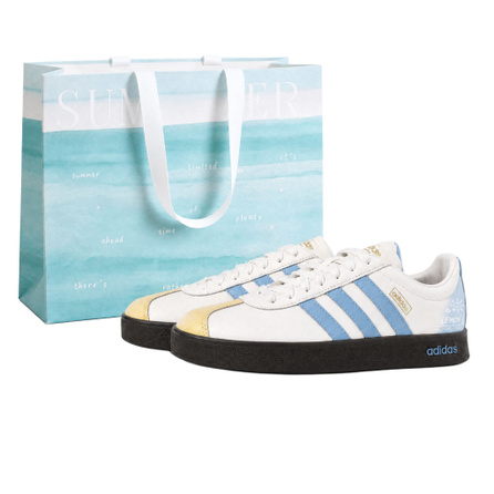 [Custom Sneakers] adidas VL Court Sea Salt Lemon Gift Bag Edition Dopamine Campus Fresh Simple Versatile Vintage Casual Soft Comfortable Anti-Slip Lightweight Breathable Low-Top Skate Shoes Unisex Blue Yellow