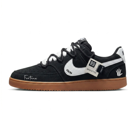 [Custom Sneakers] Nike Court Vision Destiny Manuscript Premium Versatile Niche Vintage Fashion Trendy Light Luxury Daily Minimalist Fresh Commute Campus Wear-Resistant Breathable Anti-Slip Low-Top Skate Shoes Unisex Black White