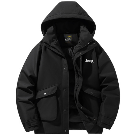 Jeep Harsh Winter Luxury Series American Retro Solid Color Outdoor Off-Road Loose Comfortable Casual Fashion Versatile Large Pocket Design Workwear Jacket Warm Hooded Puffer Coat Unisex