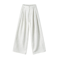 The Simpsons American Retro Brand Logo Basic Elastic Waistband with Small Logo Wide Leg Drape Stretch Fleece-Lined Contour Accommodating Style Adaptable Daily Commute Minimalist Casual Pants Unisex Белый цветок, серый плюс бархат